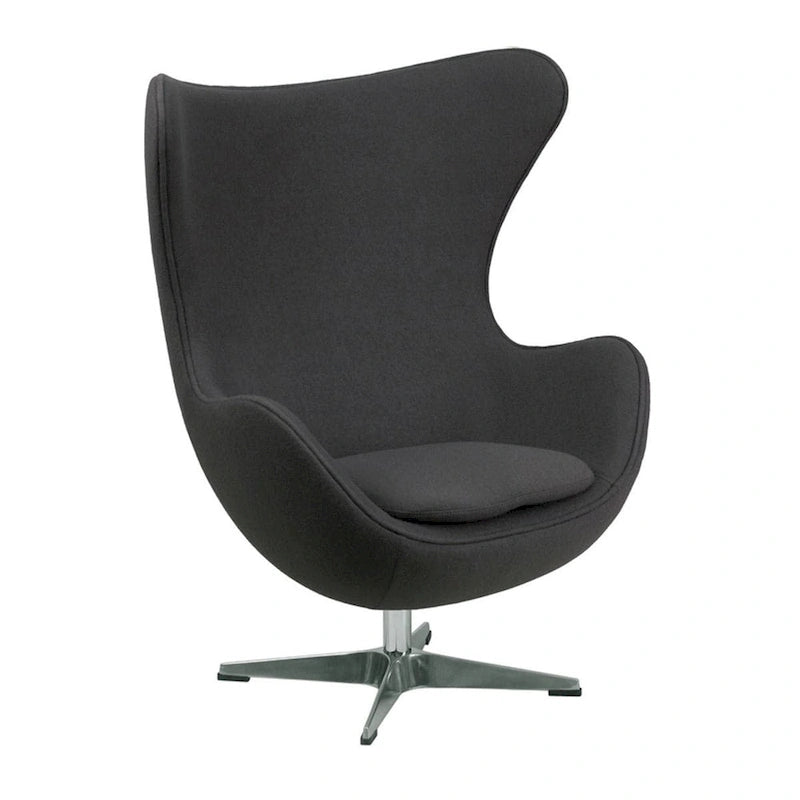 Mid-Century Modern Wool Fabric Tilt Swivel Lounge Chair