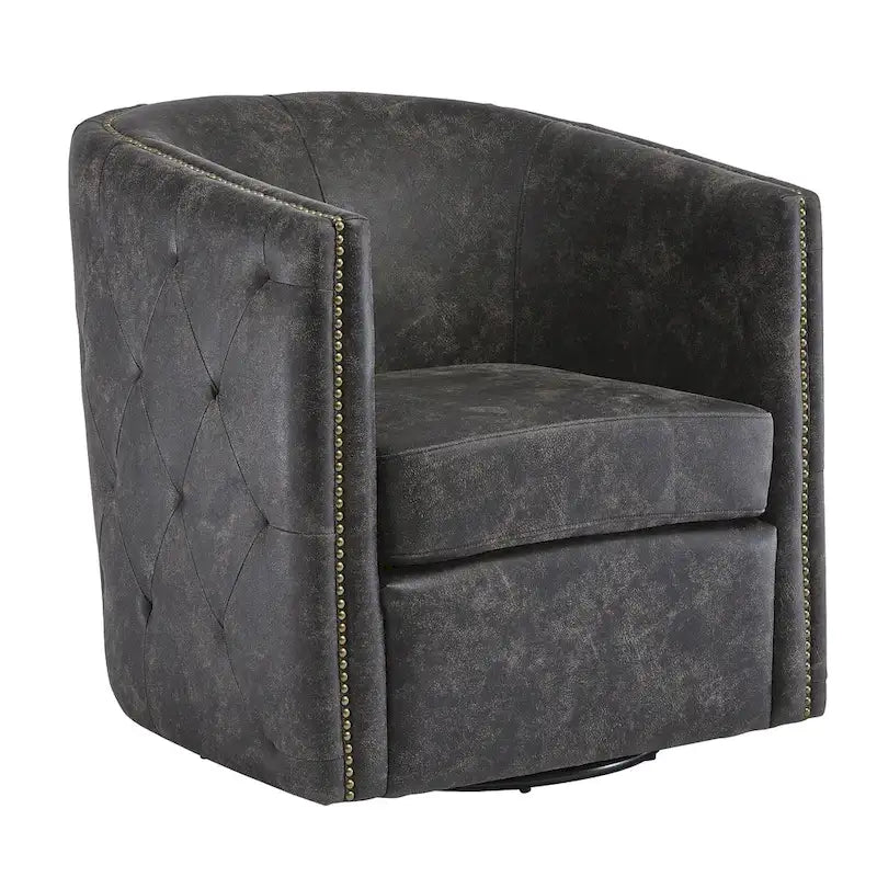 Brentlow Distressed Black Swivel Chair - 28.75 W x 31 D x 31.5 H
