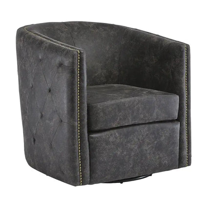Brentlow Distressed Black Swivel Chair - 28.75 W x 31 D x 31.5 H