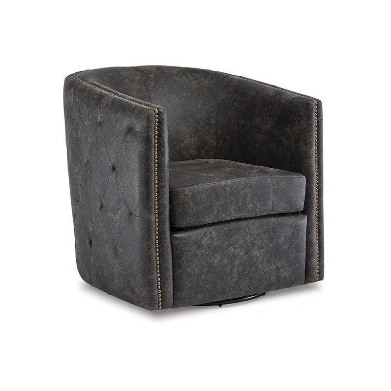 Brentlow Distressed Black Swivel Chair - 28.75 W x 31 D x 31.5 H