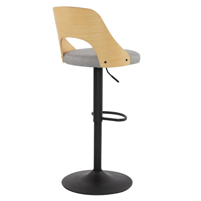 Adjustable Swivel Bar Stools Set of 2 with Fabric Upholstered Seat and Bentwood Back