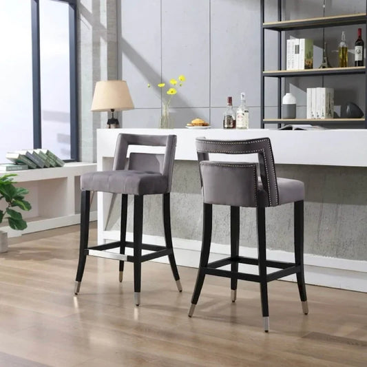 Suede Velvet Barstool with nailheads Dining Room Chair