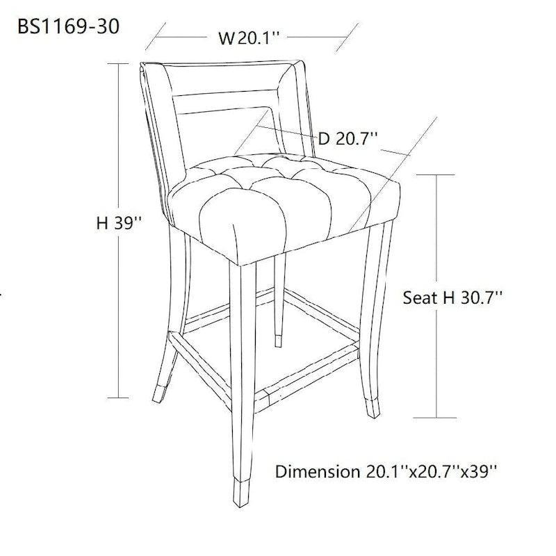 Suede Velvet Barstool with nailheads Dining Room Chair