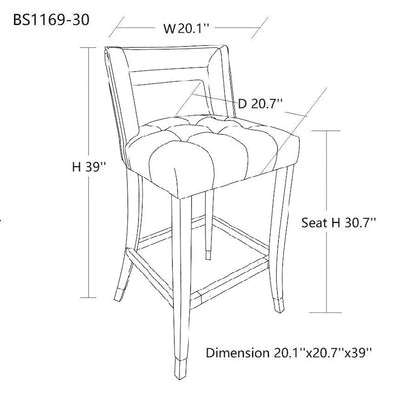 Suede Velvet Barstool with nailheads Dining Room Chair
