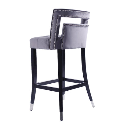 Suede Velvet Barstool with nailheads Dining Room Chair