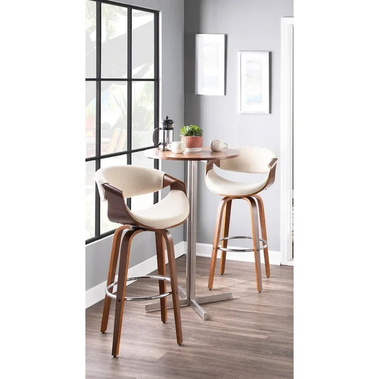 Carson Carrington Sauda 30 Fixed-Height Bar Stool with Bent Wood Legs and Round Footrest (Set of 2)