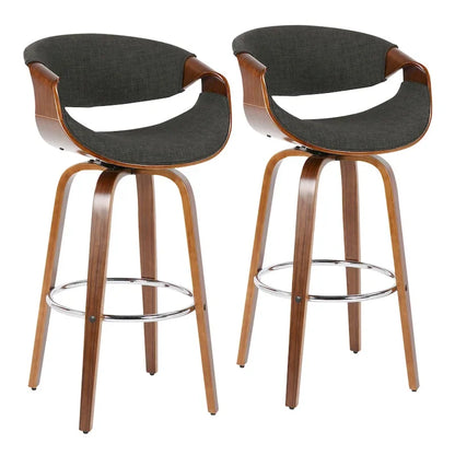 Carson Carrington Sauda 30 Fixed-Height Bar Stool with Bent Wood Legs and Round Footrest (Set of 2)