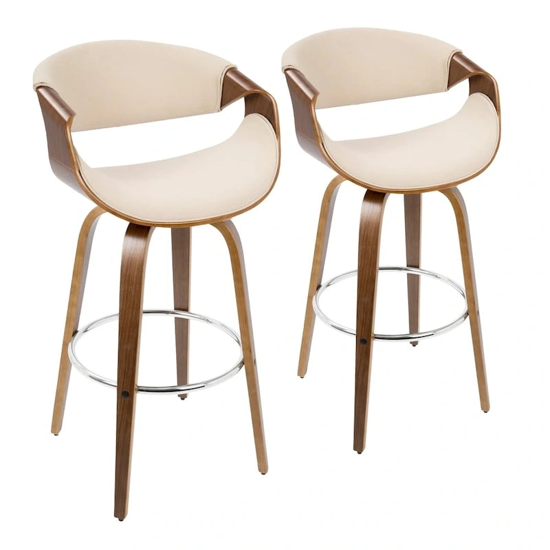 Carson Carrington Sauda 30 Fixed-Height Bar Stool with Bent Wood Legs and Round Footrest (Set of 2)