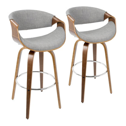 Carson Carrington Sauda 30 Fixed-Height Bar Stool with Bent Wood Legs and Round Footrest (Set of 2)