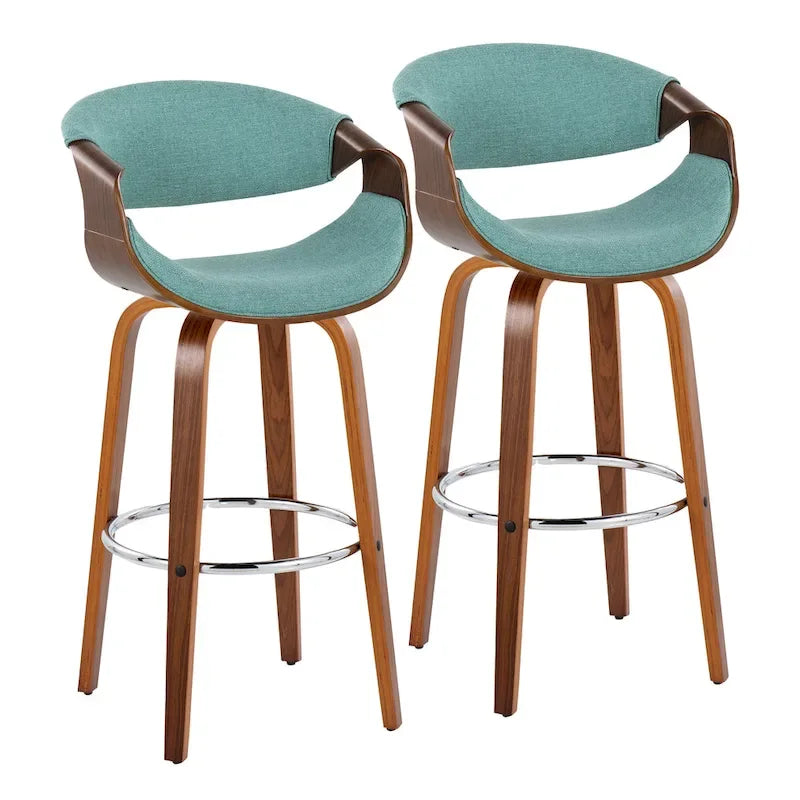 Carson Carrington Sauda 30 Fixed-Height Bar Stool with Bent Wood Legs and Round Footrest (Set of 2)