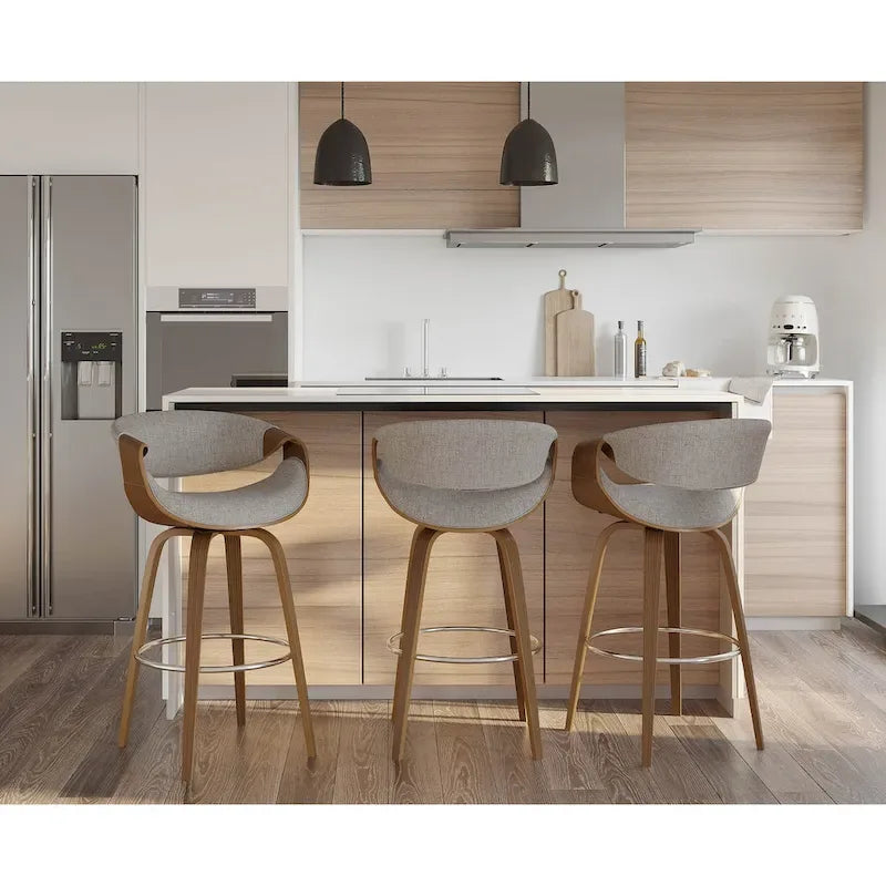 Carson Carrington Sauda 30 Fixed-Height Bar Stool with Bent Wood Legs and Round Footrest (Set of 2)