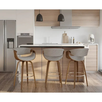 Carson Carrington Sauda 30 Fixed-Height Bar Stool with Bent Wood Legs and Round Footrest (Set of 2)