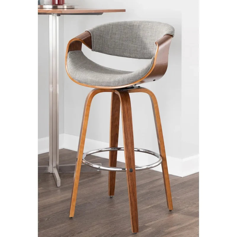 Carson Carrington Sauda 30 Fixed-Height Bar Stool with Bent Wood Legs and Round Footrest (Set of 2)