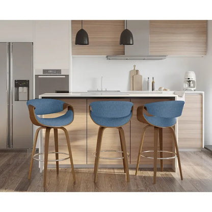 Carson Carrington Sauda 30 Fixed-Height Bar Stool with Bent Wood Legs and Round Footrest (Set of 2)