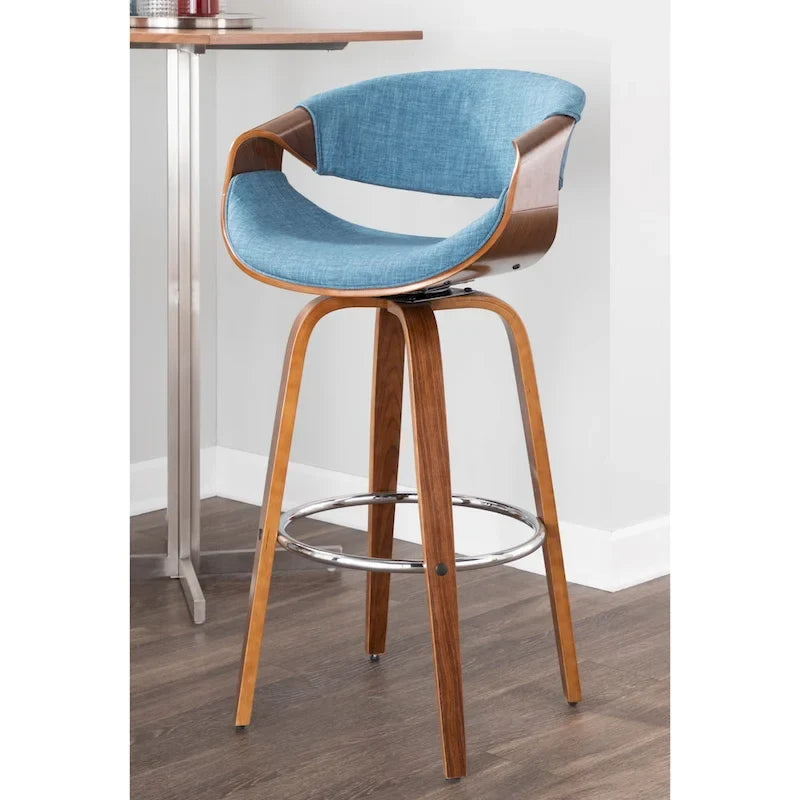 Carson Carrington Sauda 30 Fixed-Height Bar Stool with Bent Wood Legs and Round Footrest (Set of 2)