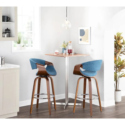 Carson Carrington Sauda 30 Fixed-Height Bar Stool with Bent Wood Legs and Round Footrest (Set of 2)