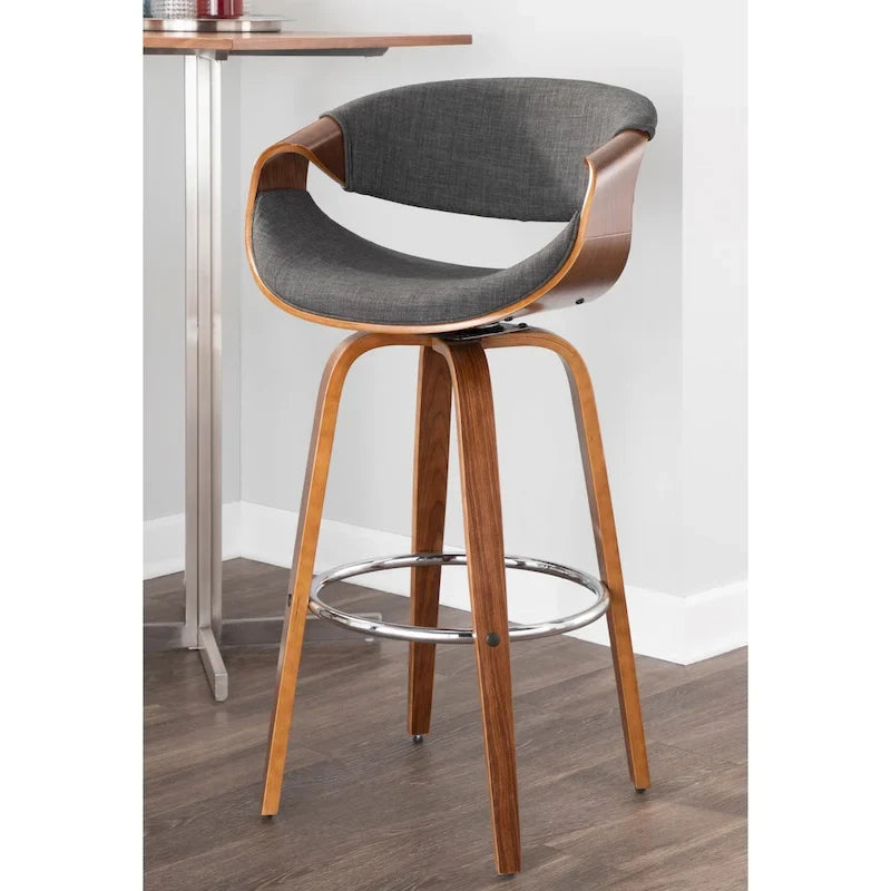 Carson Carrington Sauda 30 Fixed-Height Bar Stool with Bent Wood Legs and Round Footrest (Set of 2)