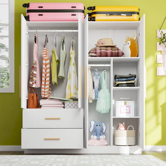 63 Wide Large Freestanding Armoire Wardrobe Cabinet with Drawers