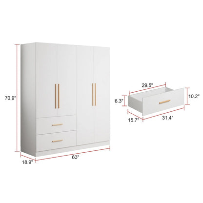 63 Wide Large Freestanding Armoire Wardrobe Cabinet with Drawers