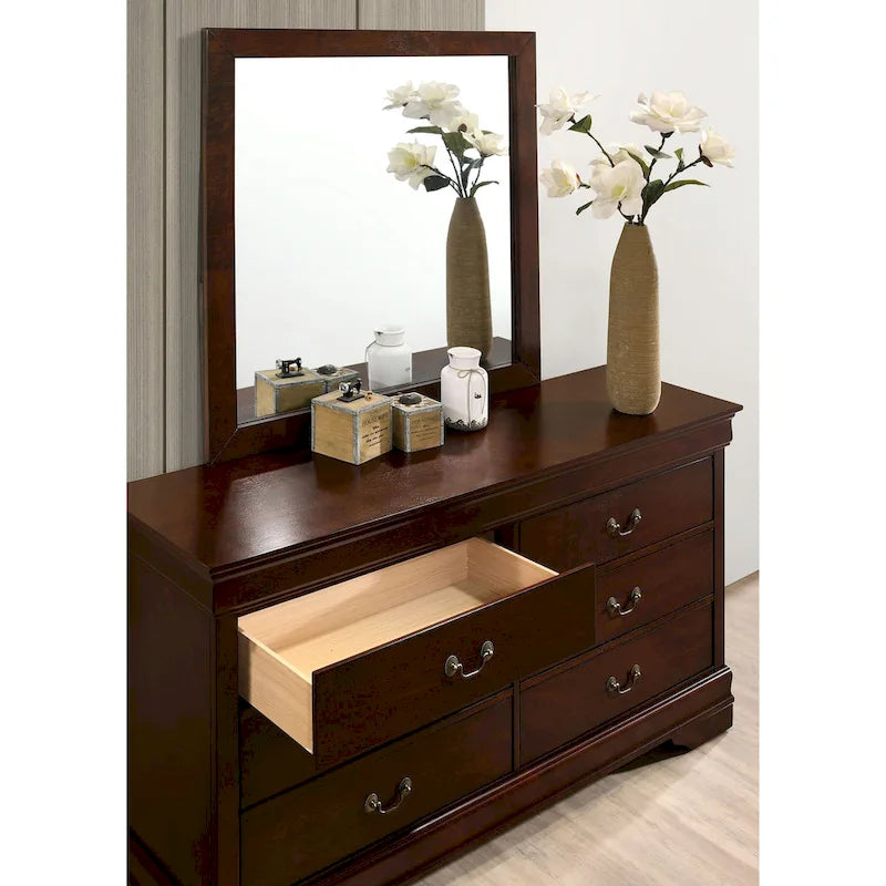 Lavina Transitional 2-piece 8-Drawer Solid Wood Dresser and Mirror Set by Furniture of America