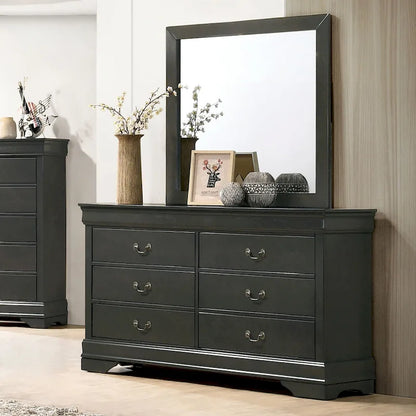 Lavina Transitional 2-piece 8-Drawer Solid Wood Dresser and Mirror Set by Furniture of America