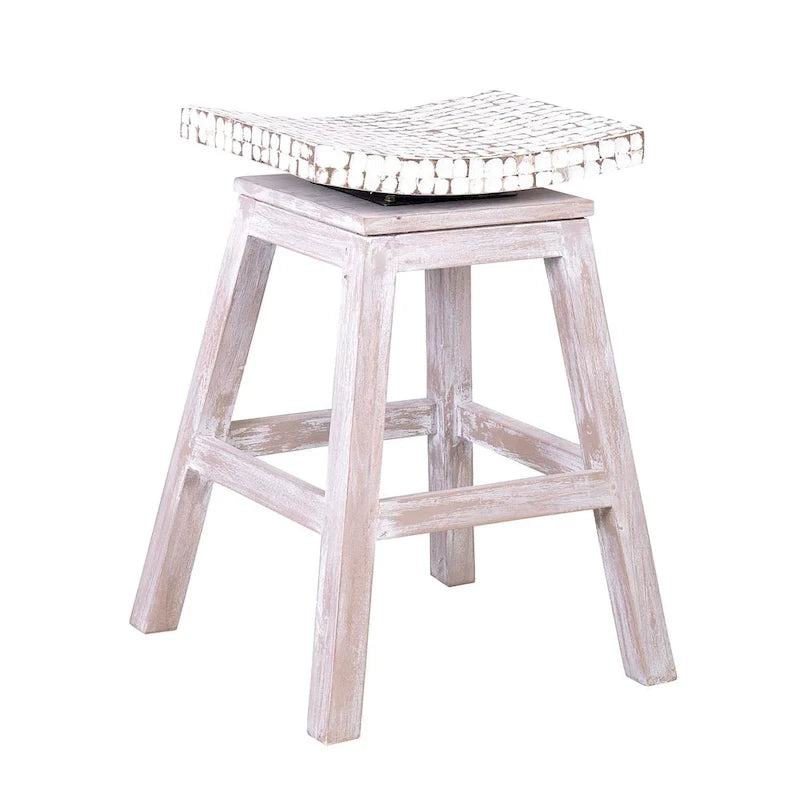 White Coconut Shell Swivel Counter Stool by East at Main