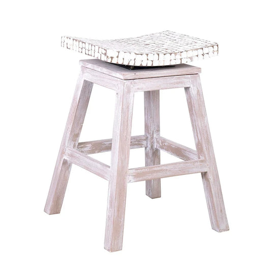 White Coconut Shell Swivel Counter Stool by East at Main