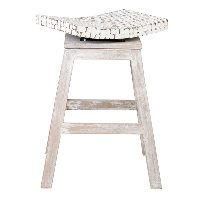 White Coconut Shell Swivel Counter Stool by East at Main