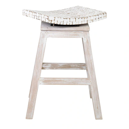 White Coconut Shell Swivel Counter Stool by East at Main
