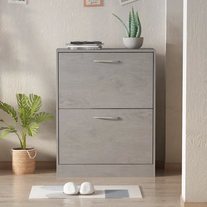 Modern Shoe Storage Cabinet for Entryway, 2 Tier Floor Shoes Cabinet