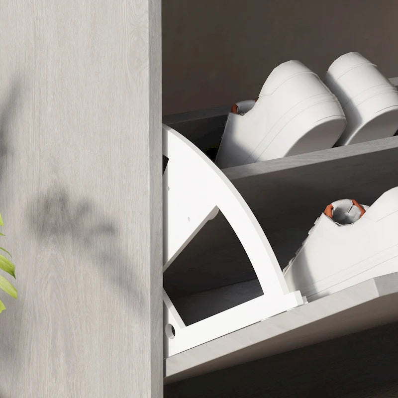 Modern Shoe Storage Cabinet for Entryway, 2 Tier Floor Shoes Cabinet