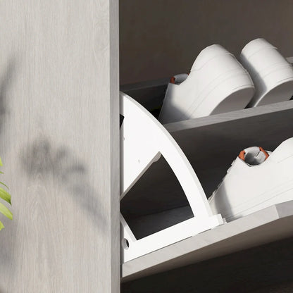 Modern Shoe Storage Cabinet for Entryway, 2 Tier Floor Shoes Cabinet