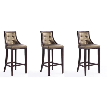 Manhattan Comfort Fifth Avenue 45 in. Walnut Beech Wood Bar Stool (Set of 3)