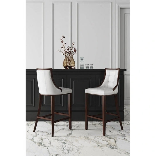 Manhattan Comfort Fifth Avenue 45 in. Walnut Beech Wood Bar Stool (Set of 3)