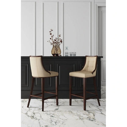 Manhattan Comfort Fifth Avenue 45 in. Walnut Beech Wood Bar Stool (Set of 3)