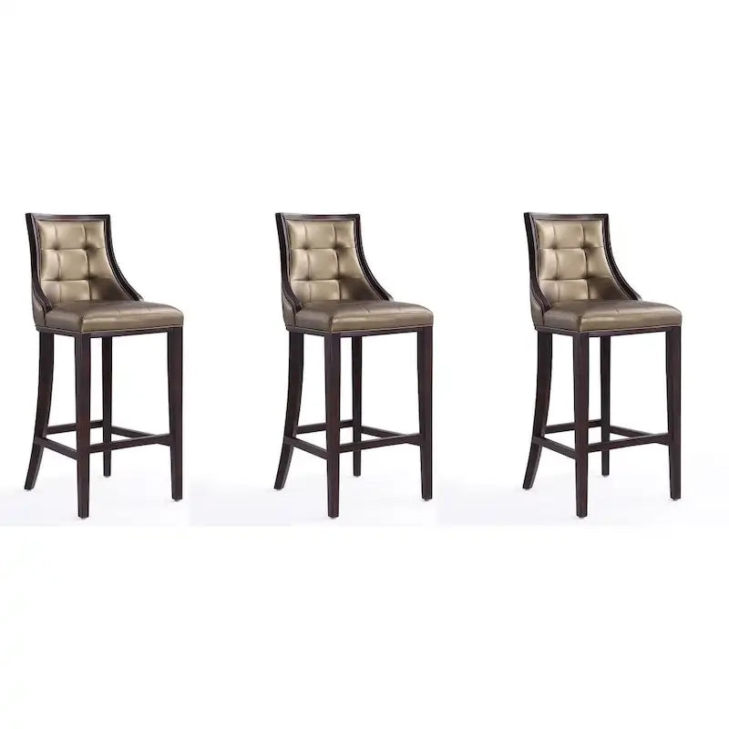 Manhattan Comfort Fifth Avenue 45 in. Walnut Beech Wood Bar Stool (Set of 3)