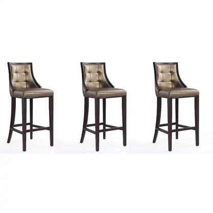 Manhattan Comfort Fifth Avenue 45 in. Walnut Beech Wood Bar Stool (Set of 3)