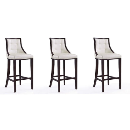 Manhattan Comfort Fifth Avenue 45 in. Walnut Beech Wood Bar Stool (Set of 3)