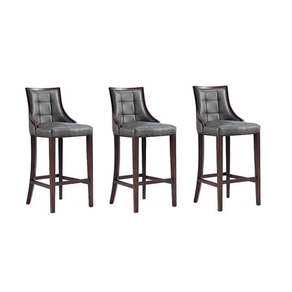 Manhattan Comfort Fifth Avenue 45 in. Walnut Beech Wood Bar Stool (Set of 3)