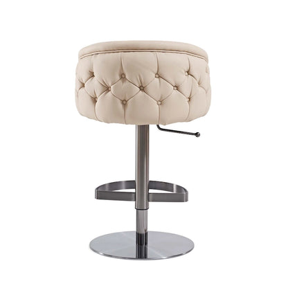 Khaki PU Bar Stool Adjustable Height and Swivel for Kitchens Bars Restaurants and Cafes