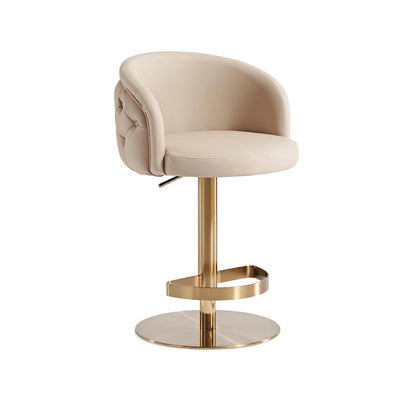 Khaki PU Bar Stool Adjustable Height and Swivel for Kitchens Bars Restaurants and Cafes