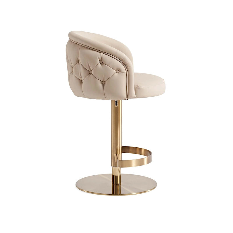 Khaki PU Bar Stool Adjustable Height and Swivel for Kitchens Bars Restaurants and Cafes