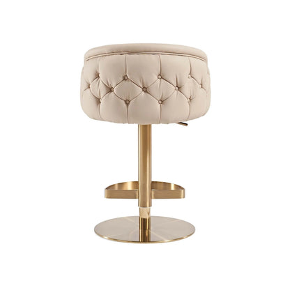 Khaki PU Bar Stool Adjustable Height and Swivel for Kitchens Bars Restaurants and Cafes