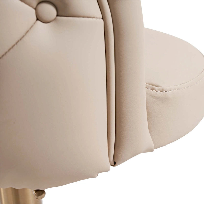 Khaki PU Bar Stool Adjustable Height and Swivel for Kitchens Bars Restaurants and Cafes