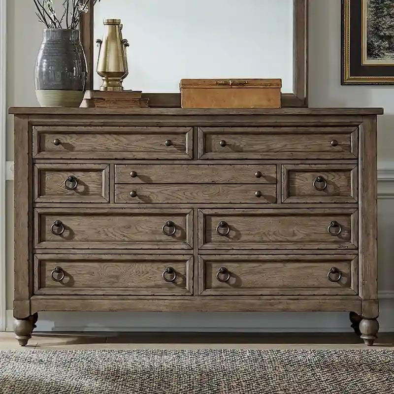 Americana Farmhouse Dusty Taupe 9 Drawer Dresser