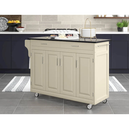 Create-a-Cart White Kitchen Cart with Black Granite Top