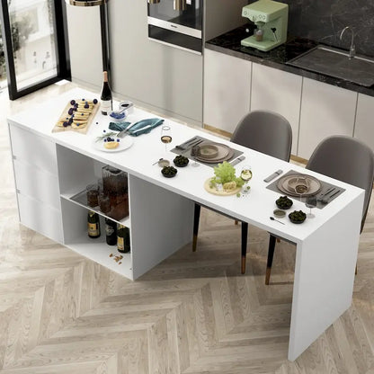 Island Kitchen Table Ding Table with Storage and Dining Function - 82.7W