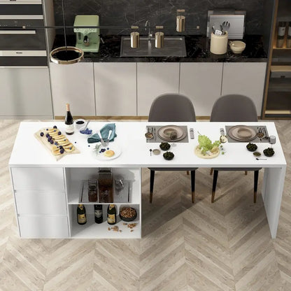 Island Kitchen Table Ding Table with Storage and Dining Function - 82.7W