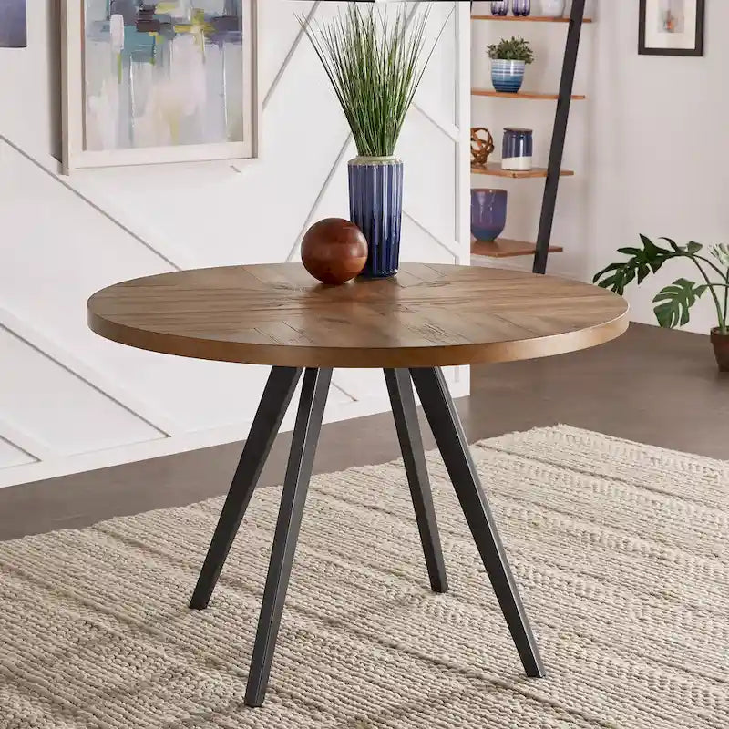Saki Oak Top Iron Grey Finish Dining Table by iNSPIRE Q Modern