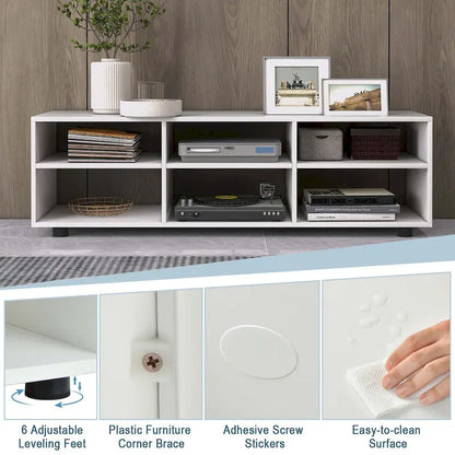 6-Cubby Media Console Entertainment Center with Adjustable Shelves